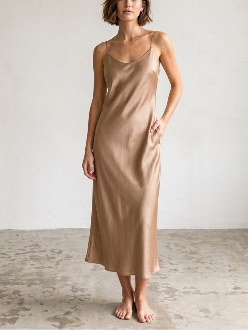 J.Crew Gwyneth Midi Slip Dress in Luster Charmeuse